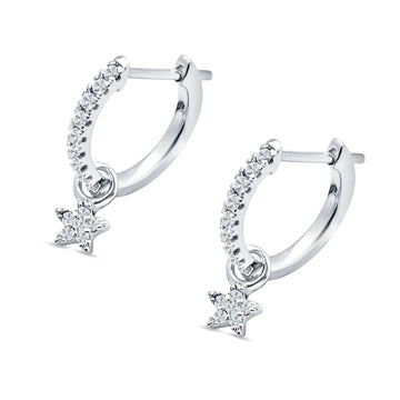 Star Cluster Charm Huggie Hoop Earring Cubic Zirconia 925 Sterling Silver Wholesale